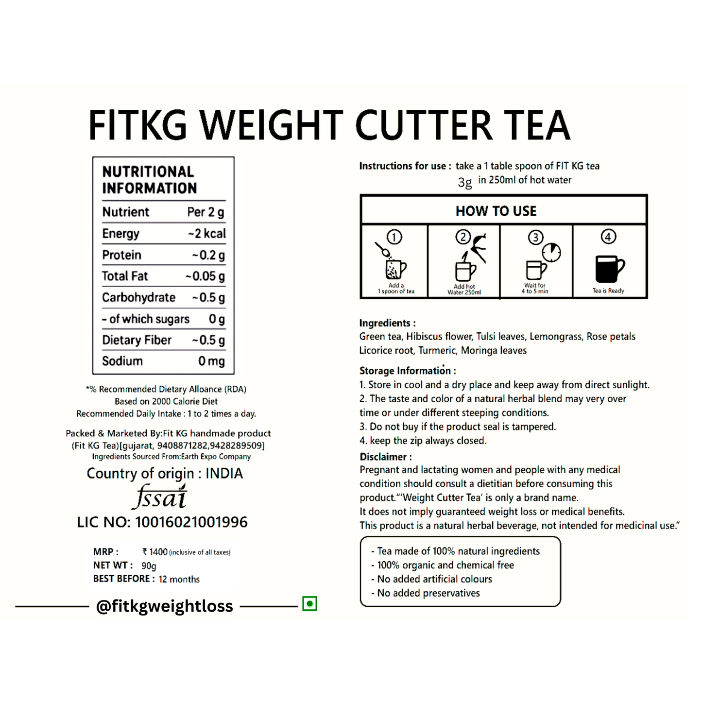 FitKG handmade product | weight cutter tea | lose up to 3 to 10kg in a month |